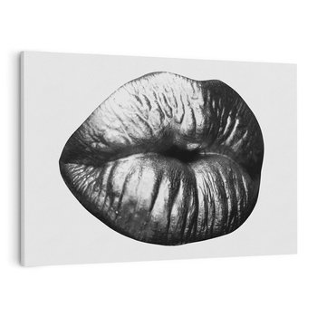 Obraz na płótnie 120x80 - Srebrna Moc Wyrazu - srebrne usta, zbliżenie