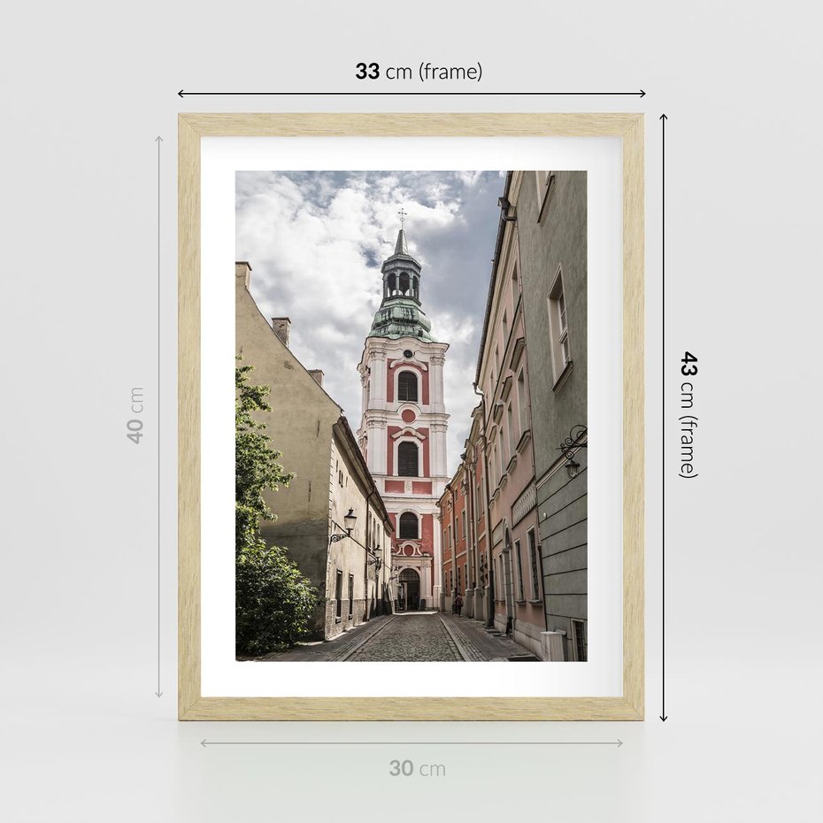 Plakat w ramie 30x40 - Magia perspektywy uliczki - uliczka, perspektywa - rama drewno