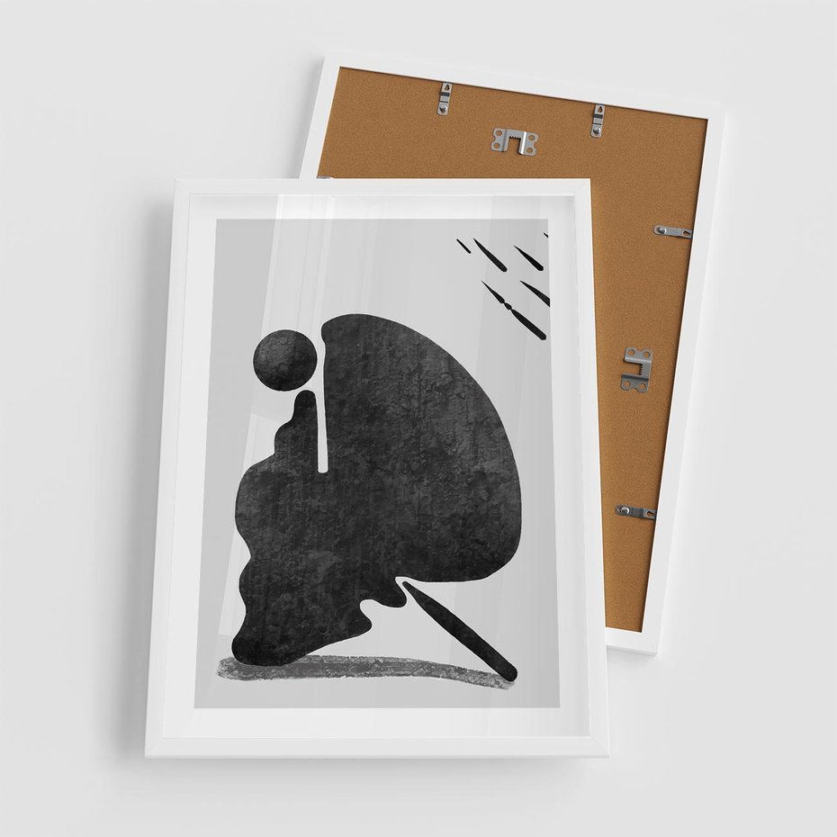 Plakat w ramie 50x70 - Abstrakcyjna Japońska Sztuka - abstrakcja, sztuka japońska - rama biała