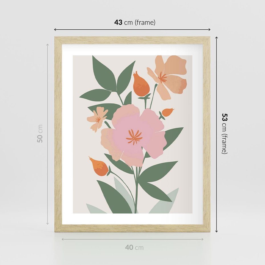 Plakat w ramie 40x50 - Kwiatowe Nastroje - kwiat, sztuka nowoczesna - rama drewno