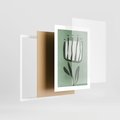 Plakat w ramie 30x40 - Objęcia Zieleni - zielona abstrakcja, zgaszona zieleń - rama biała
