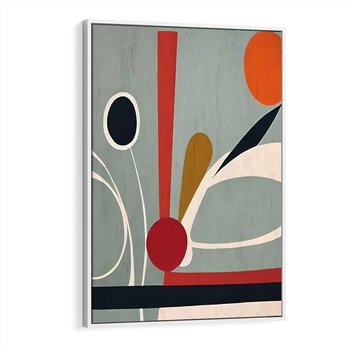 Obraz w ramie 50x70 - Harmonia Kolorowych Impulsów - abstrakcyjny obraz olejny, dziwne formy - rama biała