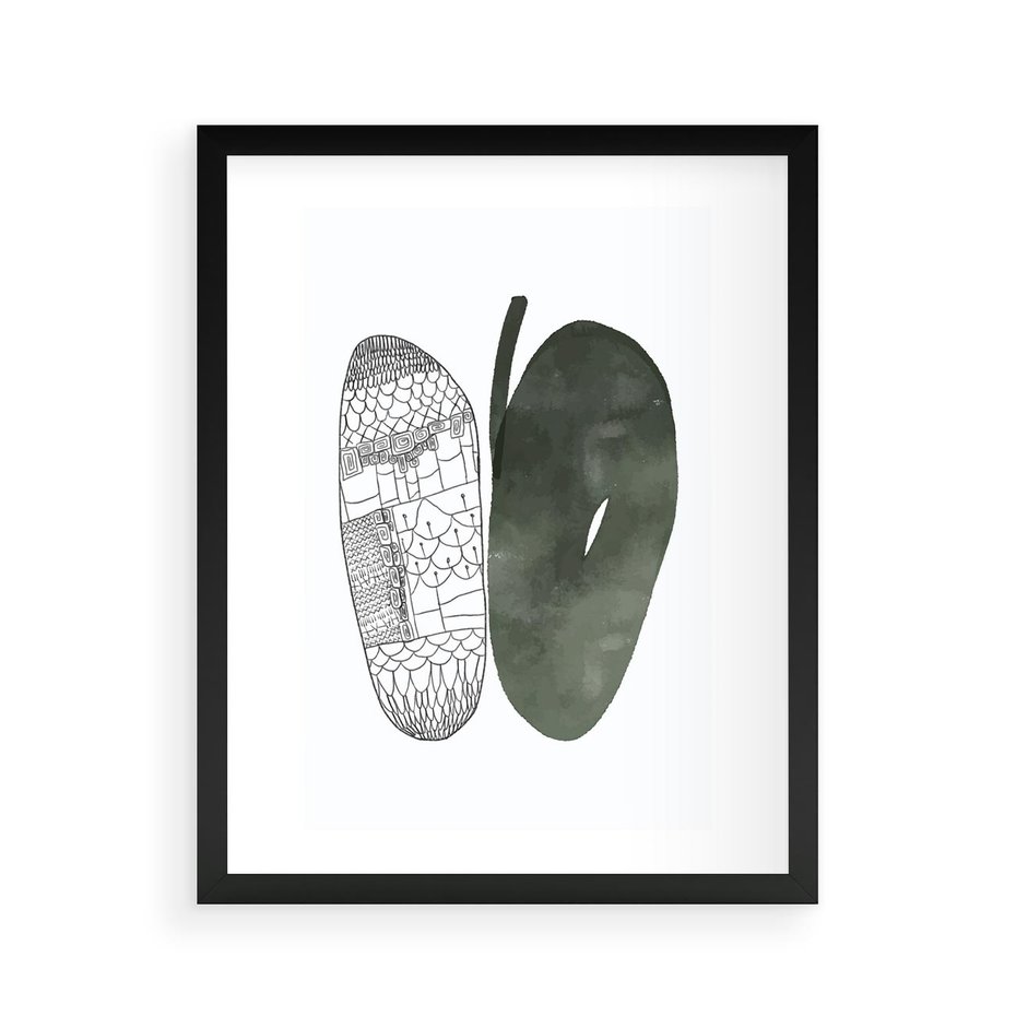 Plakat w ramie 40x50 - Przesunięte Jabłko - minimalistyczny plakat, jabłko - rama czarna