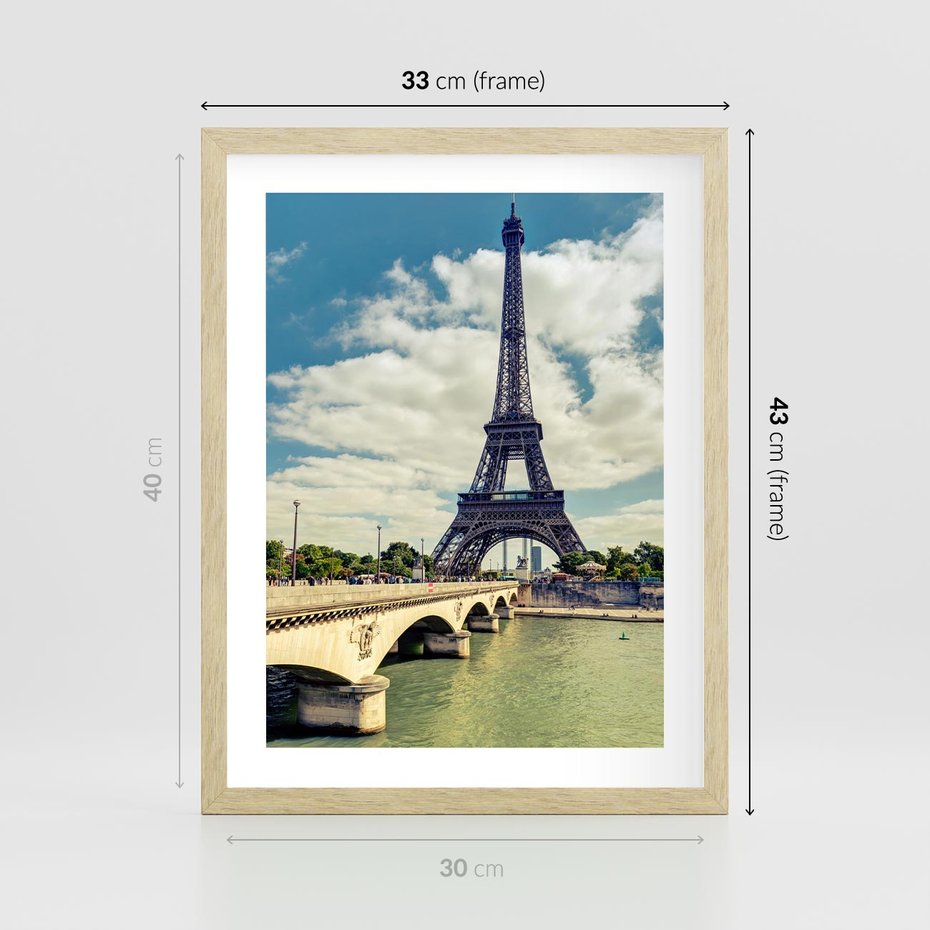 Plakat w ramie 30x40 - Wieża Eiffla - Ikona Paryża - wieża, Eiffla - rama drewno