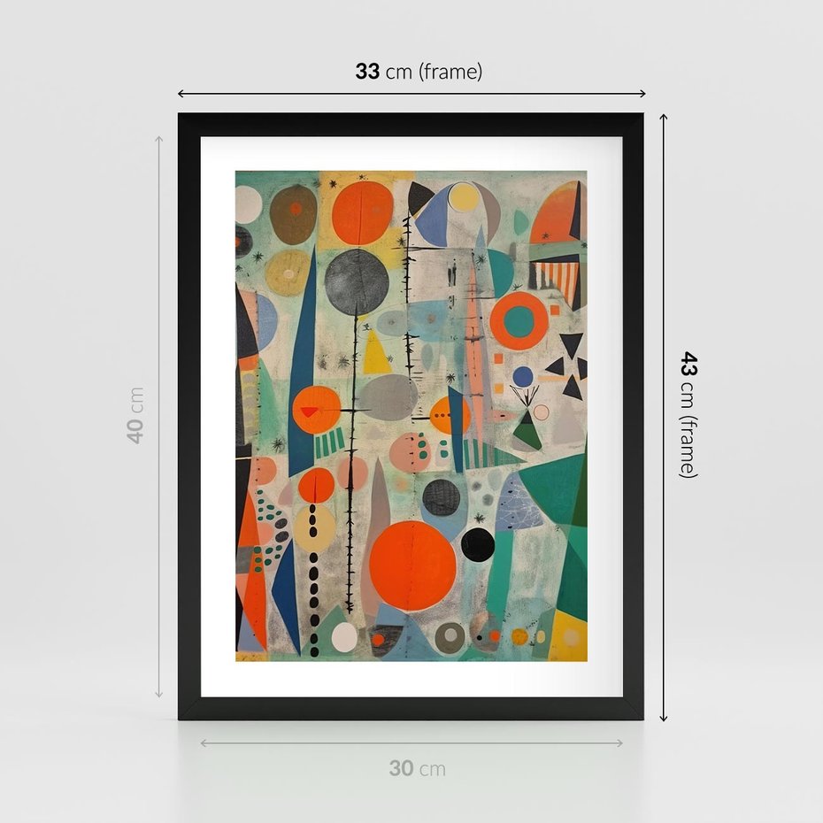 Plakat w ramie 30x40 - Wewnętrzne Zagadki Kształtów - abstrakcyjny obraz, sztuka abstrakcji - rama czarna