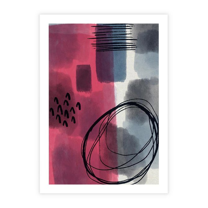 Plakat bez ramy 21x30 - Formy w Różu i Granacie - abstrakcja, różne formy