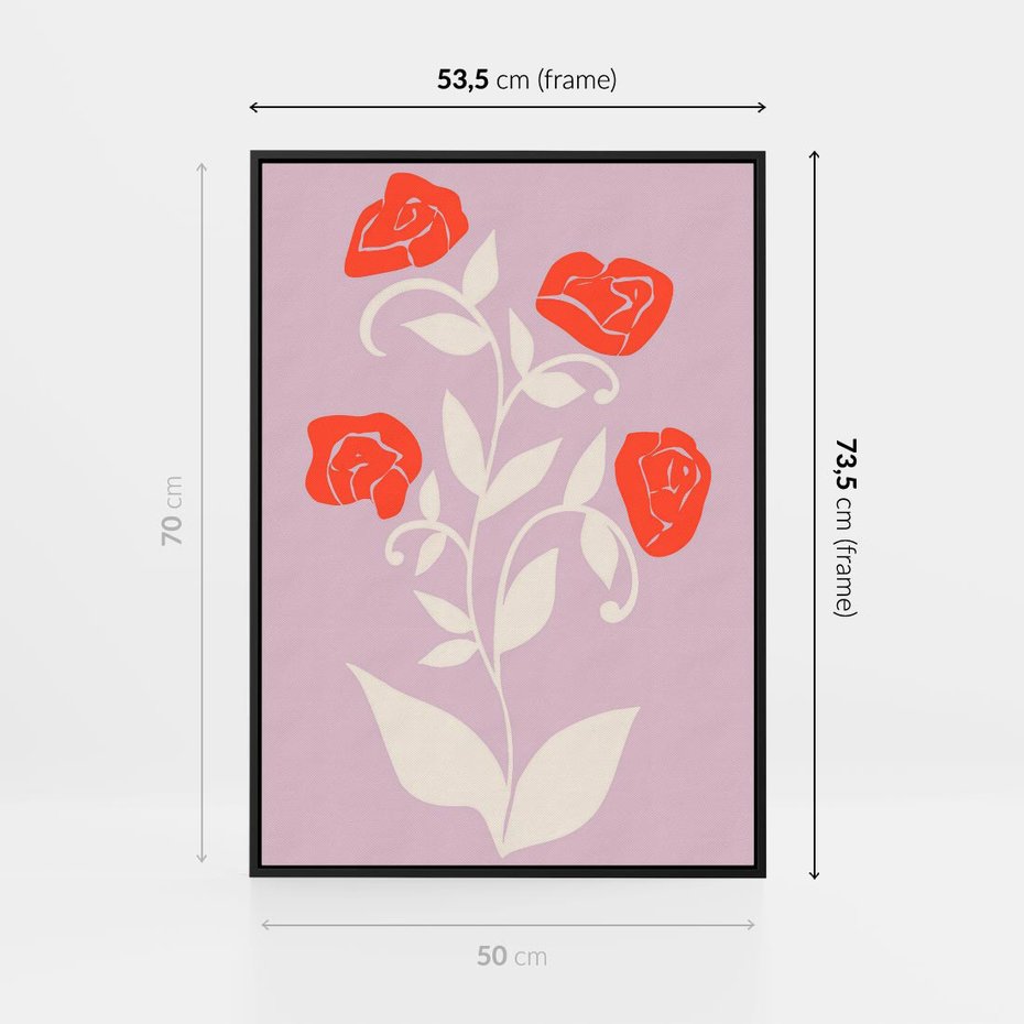 Obraz w ramie 50x70 - Migotliwe Widzenie Kwiatów - nowoczesny plakat, roślinne motywy - rama czarna