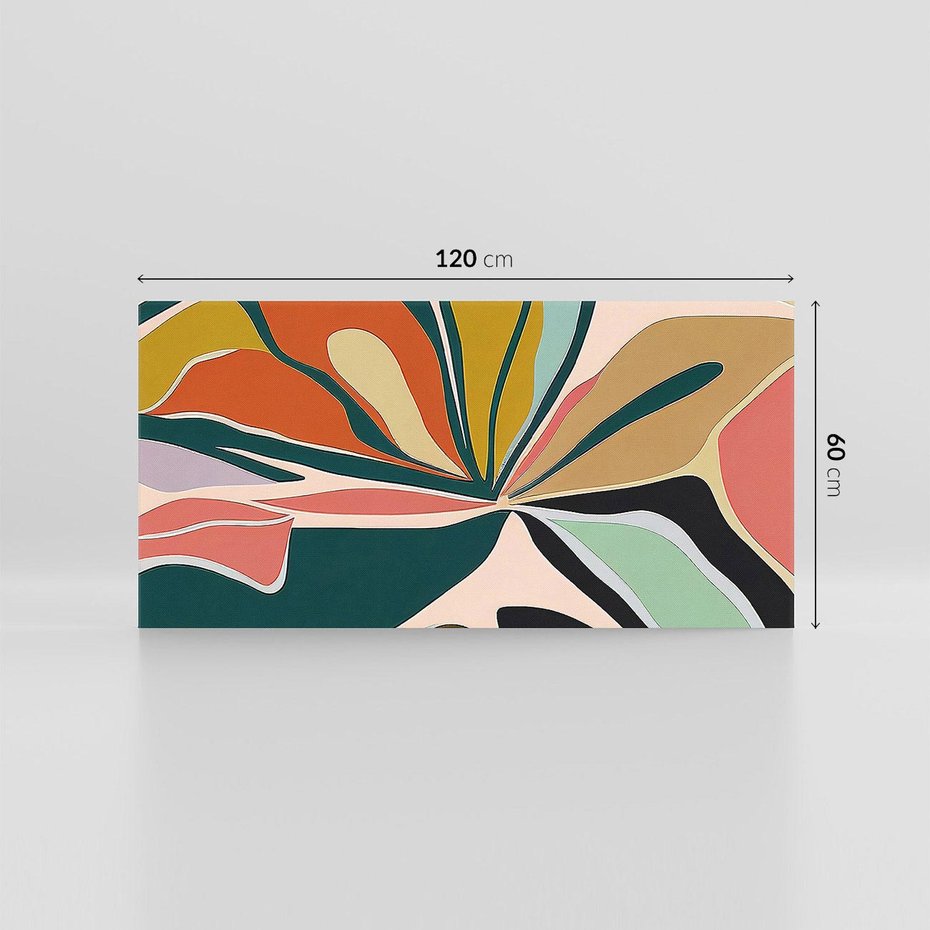 Obraz na płótnie 120x60 - Kolory Ziemi - olejny obraz, abstrakcja w kształcie kwiatu