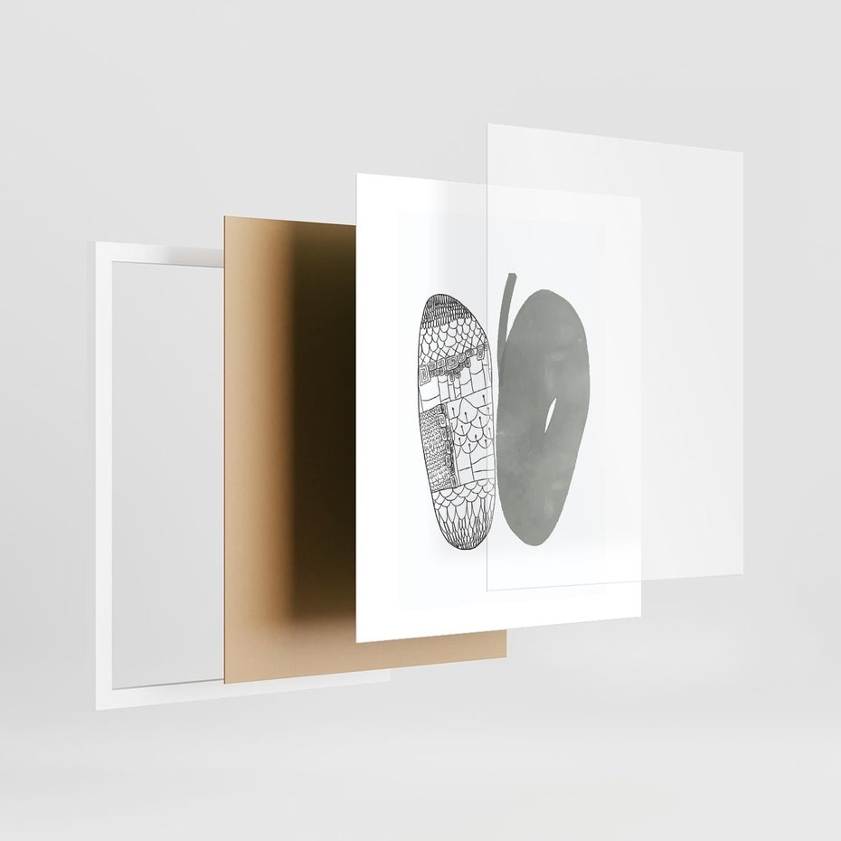 Plakat w ramie 40x50 - Przesunięte Jabłko - minimalistyczny plakat, jabłko - rama biała