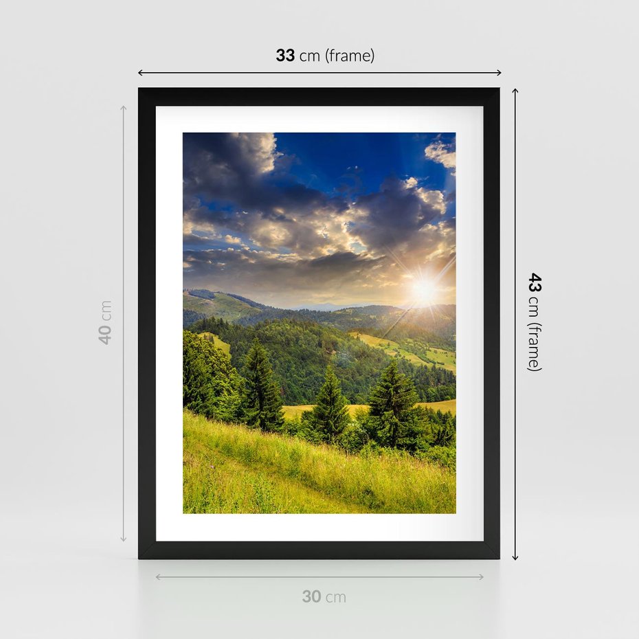 Plakat w ramie 30x40 - Pejzaż w perspektywie - pejzaż, perspektywa - rama czarna