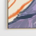 Obraz w ramie 80x120 - Pokreślony Świat - abstrakcyjne formy, odcienie pomarańczu i fioletu - rama drewno