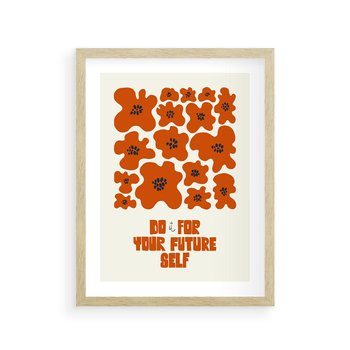 Plakat w ramie 40x50 - Taniec Kolorowych Promieni - self care, kompozycja kwiaty - rama drewno