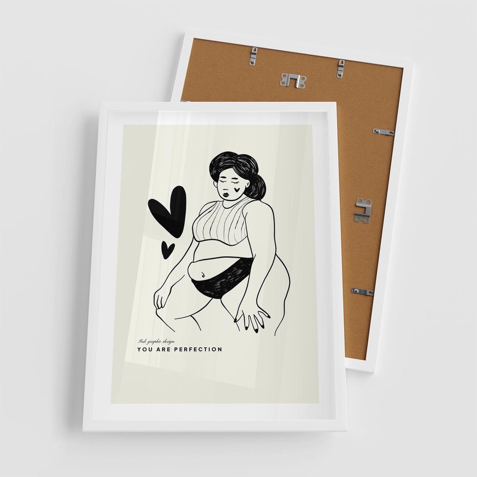 Plakat w ramie 50x70 - Wyrażenie Piękna - rysunek, sztuka nowoczesna - rama biała