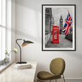 Plakat w ramie 50x70 - Londyńska Budka przy Big Benie - Londyn, budka - rama czarna