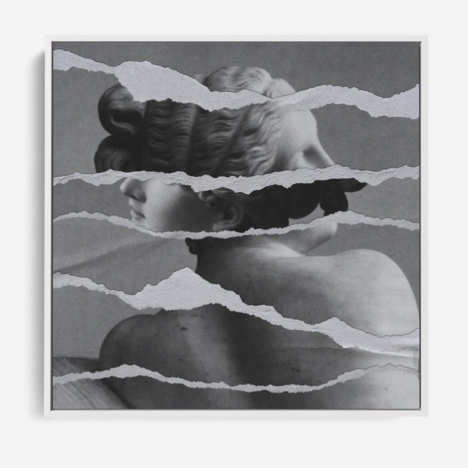 Obraz w ramie 50x50 - Kolaż z Antyczną Rzeźbą - antyczna rzeźba, kolaż ze zdjęć - rama biała