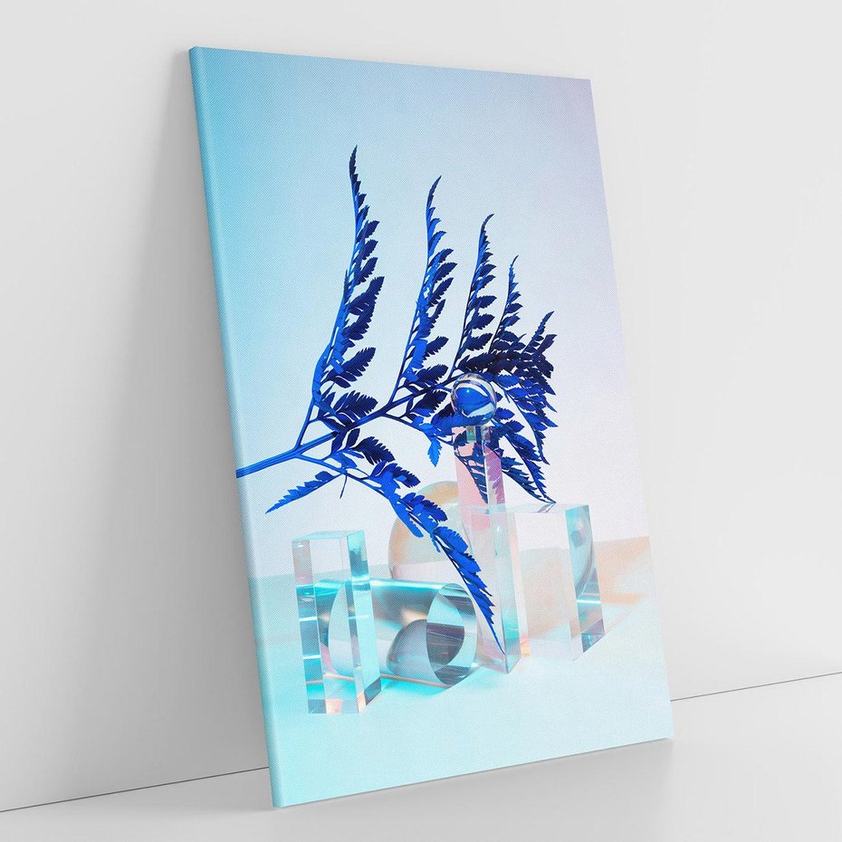 Obraz na płótnie 50x70 - Intensywny Kolor Natury - liście, kobalt