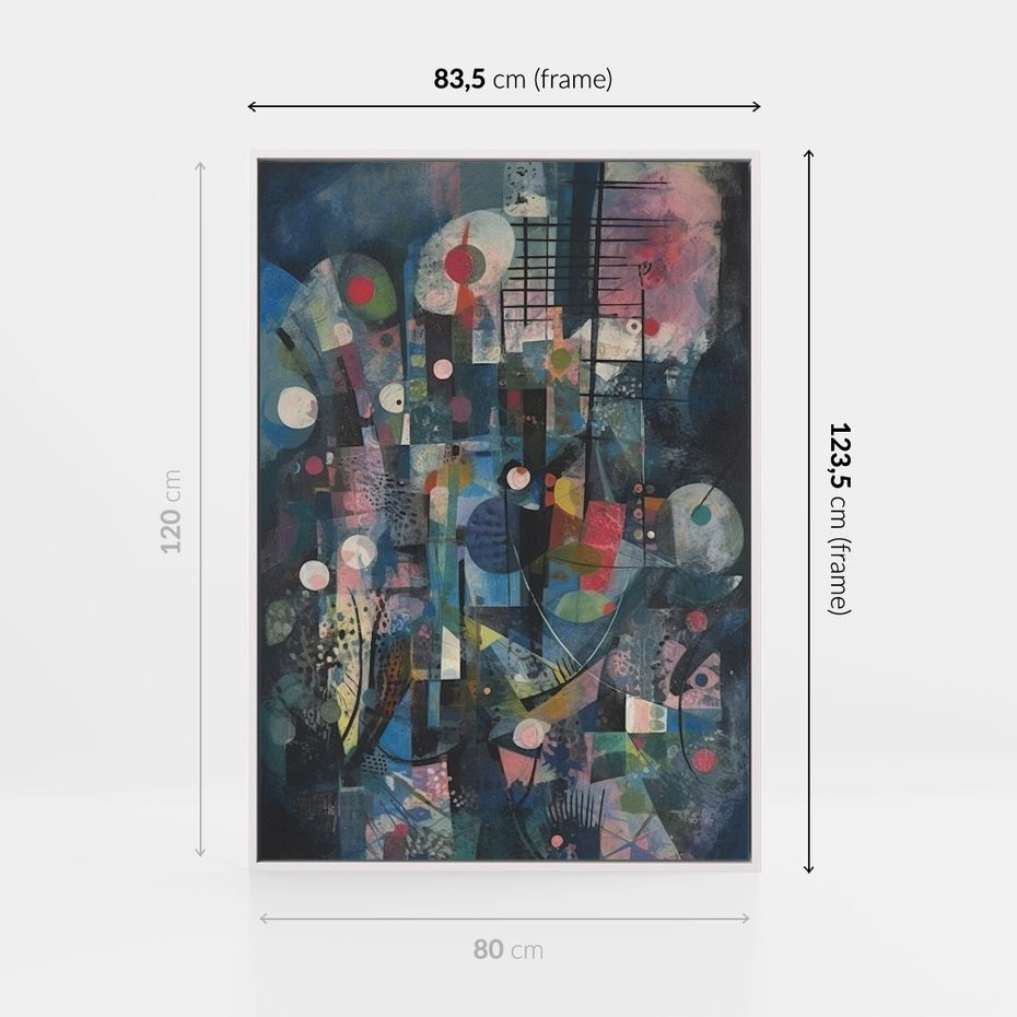 Obraz w ramie 80x120 - Rozbijając Granice Kreatywności - abstrakcyjny obraz, sztuka abstrakcji - rama biała