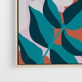 Obraz w ramie 50x50 - Harmonijne Formy - abstrakcyjna kompozycja kwiatowych form, kolor zgaszone - rama drewno