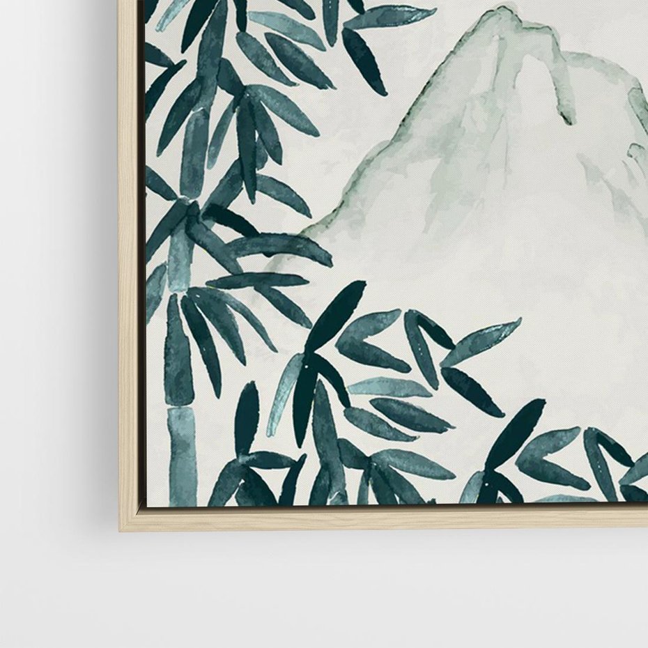 Obraz w ramie 70x50 - Słońce nad Górami - japoński krajobraz, góry - rama drewno