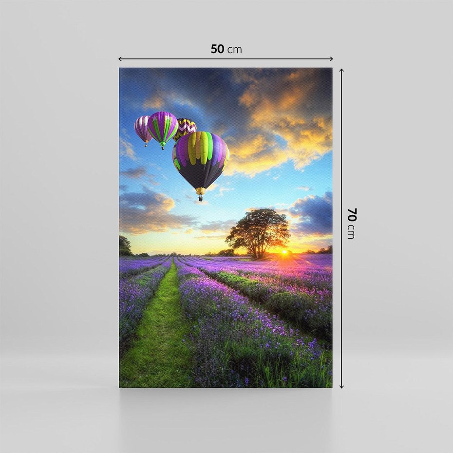 Obraz na płótnie 50x70 - Lawendowe Marzenia - lawenda, balony