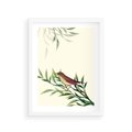 Plakat w ramie 30x40 - Roślinne Nastroje - japońska sztuka, ptak - rama biała