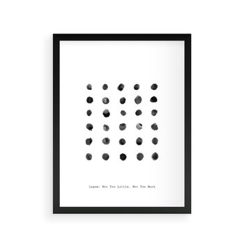 Plakat w ramie 40x50 - Boho Sztuka Wolości - minimalistyczny plakat, czarne kropki na białymtle - rama czarna