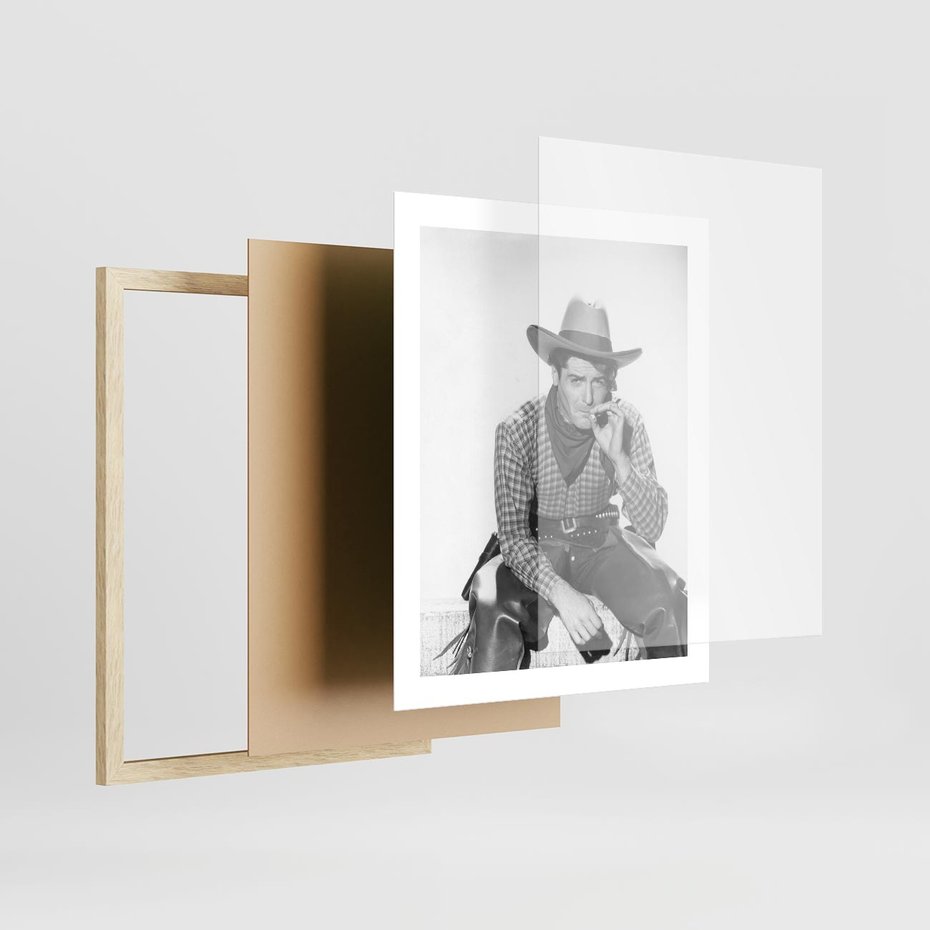 Plakat w ramie 40x50 - Dziki Zachód - retro zdjęcie, czarno białe - rama drewno