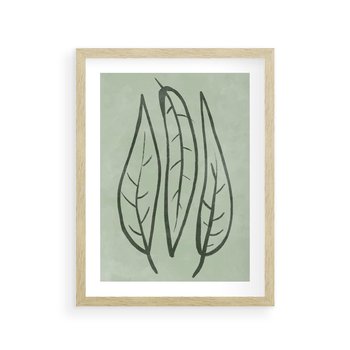 Plakat w ramie 40x50 - Energetyczne Ekspresje Natury - zielony plakat, roślinne motywy - rama drewno