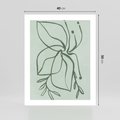 Plakat bez ramy 40x50 - Energetyczne Odrodzenie Natury - abstrakcyjne delikatne zielone linie, podobne do gałęzi kwiatów