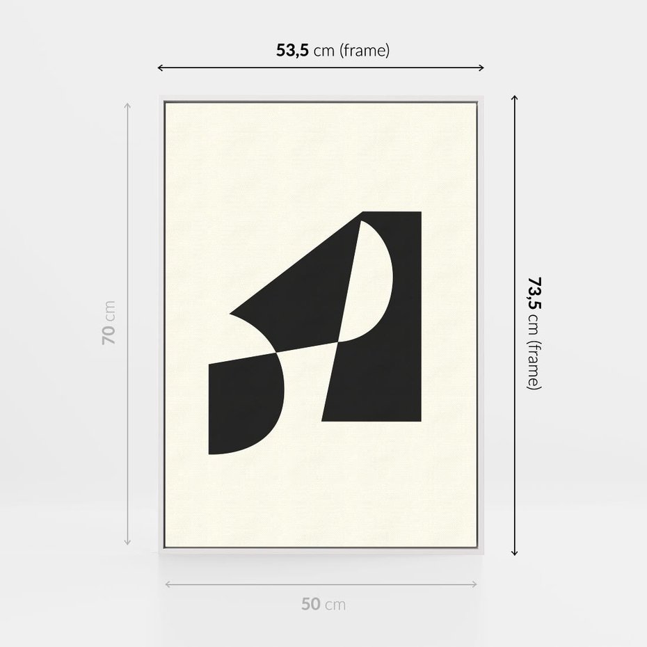 Obraz w ramie 50x70 - Rozświetlony Cień - abstrakcyjna sztuka, geometria - rama biała