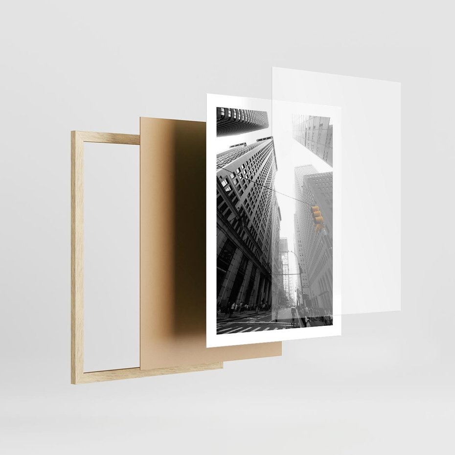 Plakat w ramie 50x70 - Miejskie Wieże - miasto, wieżowce - rama drewno