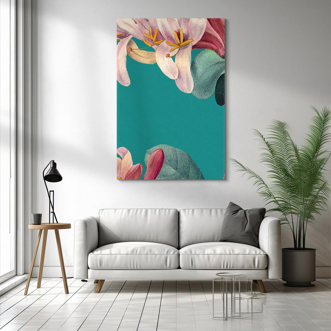 Obraz na płótnie 50x70 - Pejzaż zapomnianych uczuć - grafika w stylu vintage, wielkoformatowe kwiaty