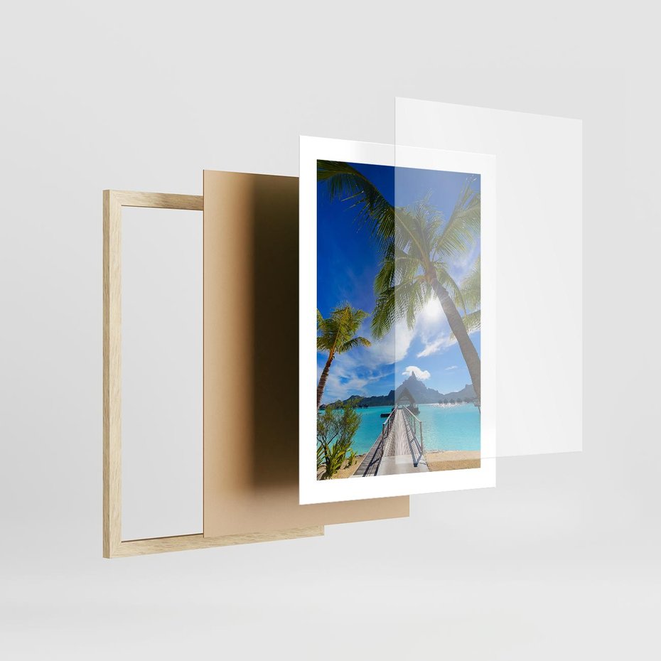 Plakat w ramie 30x40 - Tropikalne palmy nad oceanem - palmy, ocean - rama drewno