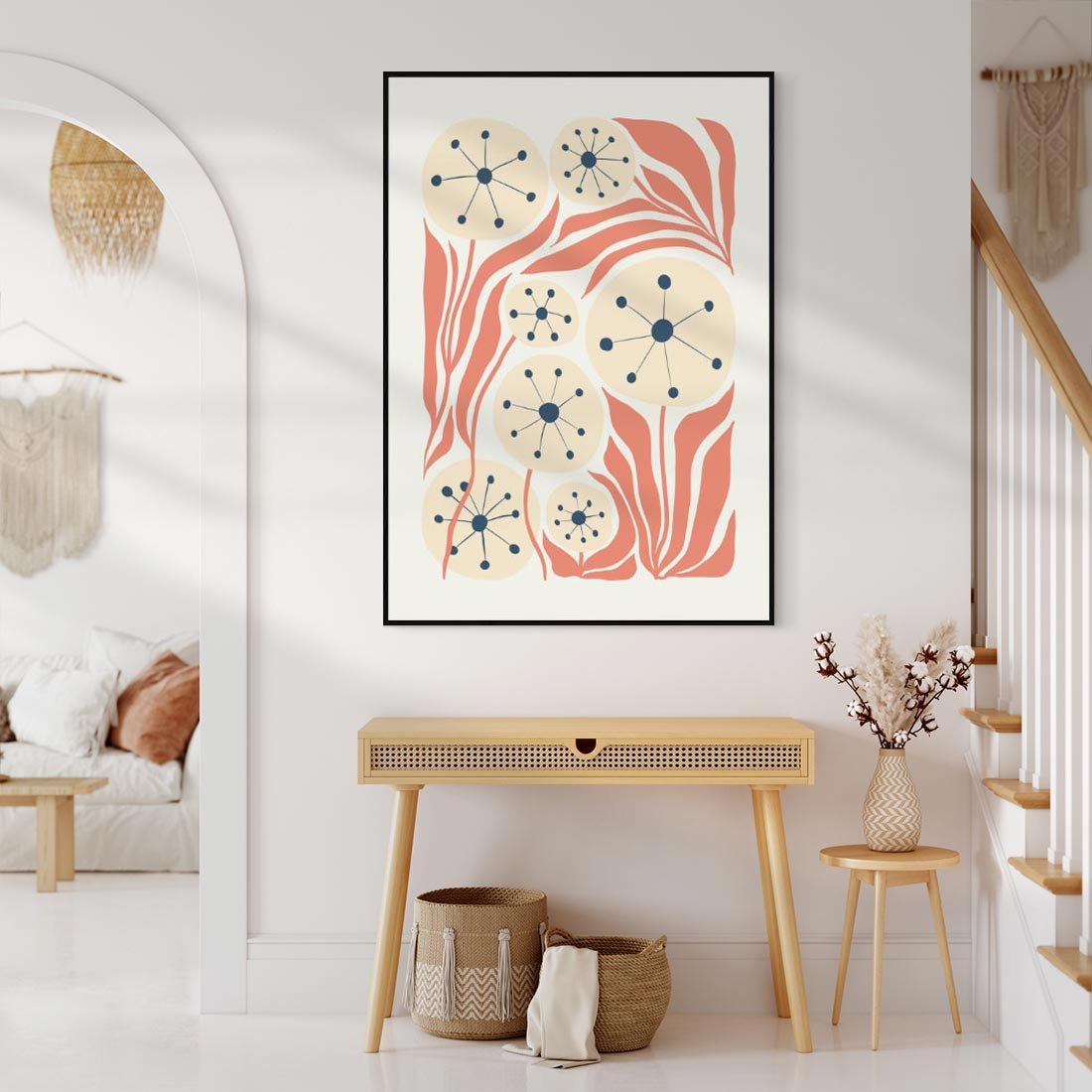 Obraz w ramie 70x100 - Impresje Harmonii - abstrakcyjne kwiaty, rośliny - rama czarna