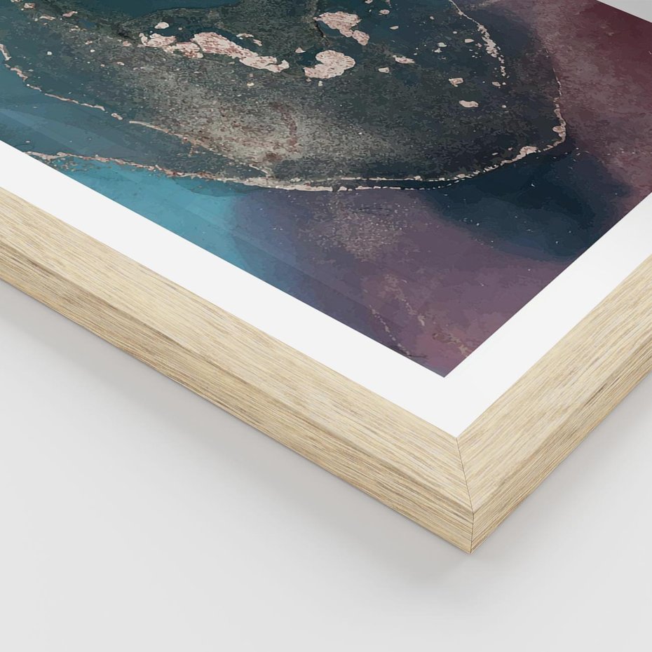 Plakat w ramie 50x70 - Luksusowy Kontrast - marmur, granat i fiolet - rama drewno
