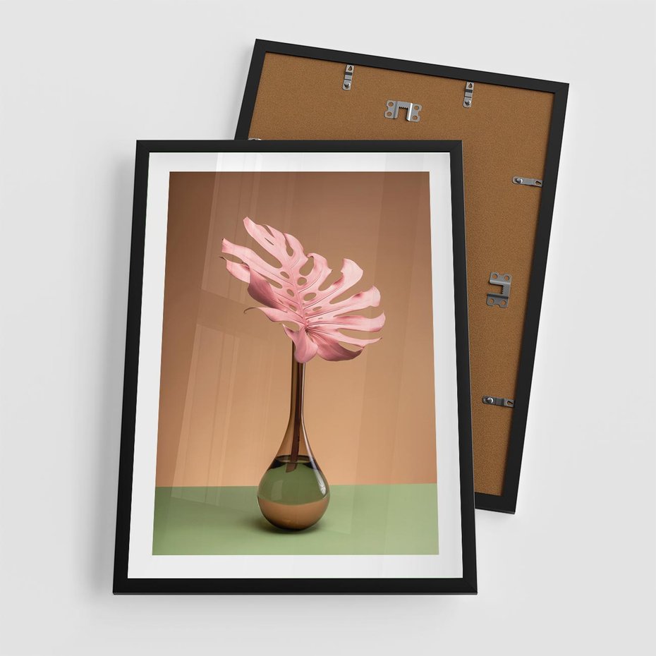 Plakat w ramie 50x70 - Wyjątkowy monstera - monstera, liść - rama czarna
