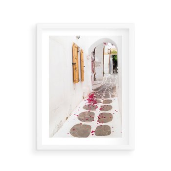Plakat w ramie 40x50 - Urok Południowej Uliczki - uliczka, południe - rama biała