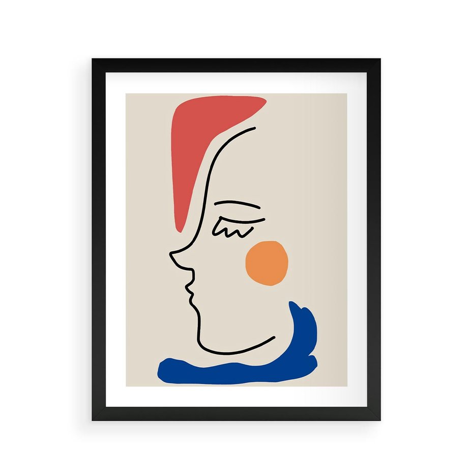 Plakat w ramie 40x50 - Impresje Kształtów - abstrakcyjny obraz, przypomina twarz - rama czarna