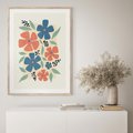Plakat w ramie 40x50 - Kolorowe Pasmo - kwiaty, nowoczesna abstrakcja - rama drewno