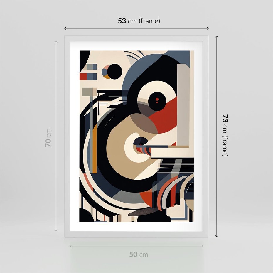 Plakat w ramie 50x70 - Wibracje Marzeń - abstrakcyjny obraz, geometryczne koła - rama biała