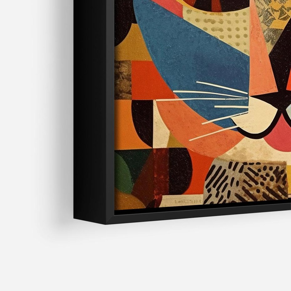 Obraz w ramie 50x50 - Impresje Nieznanych Odniesień - abstrakcyjny obraz olejny, kot - rama czarna