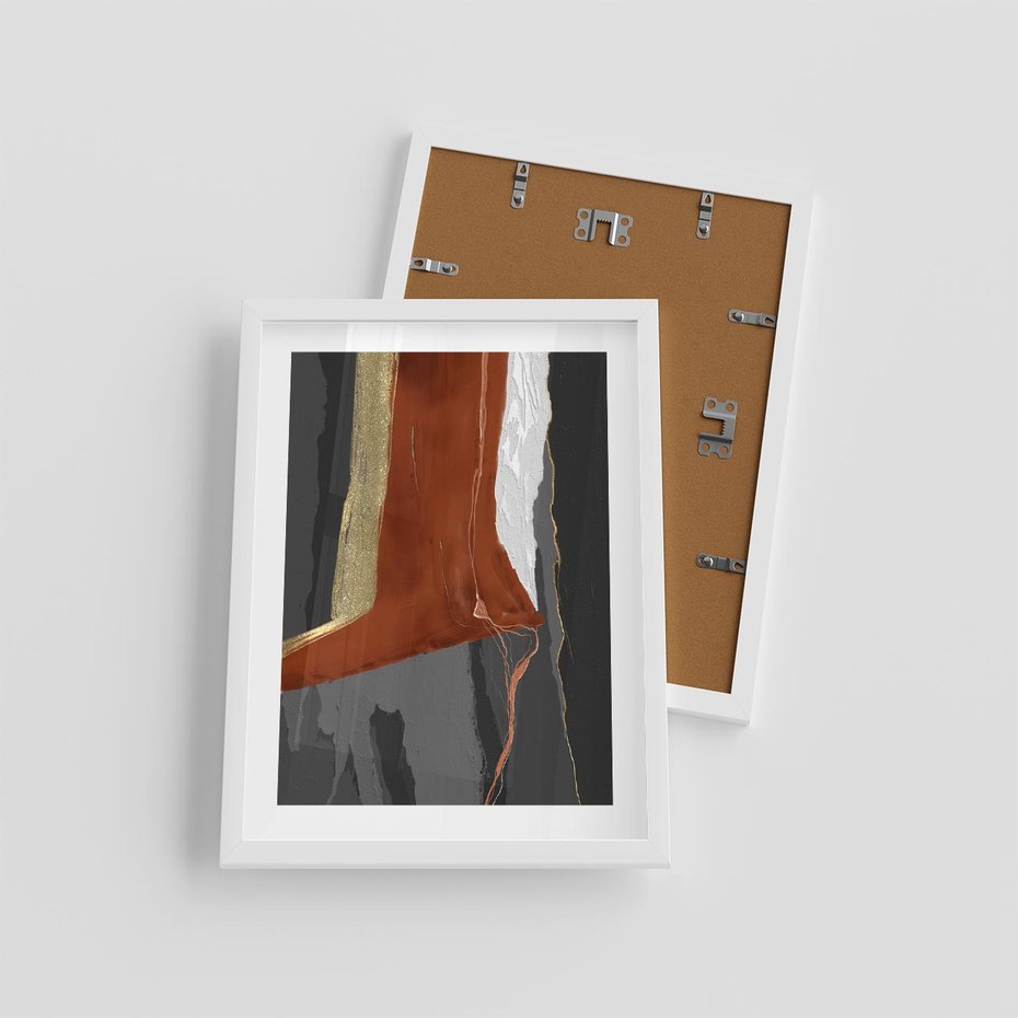 Plakat w ramie 30x40 - Abstrakcyjna impresja - abstrakcja, nowoczesny - rama biała