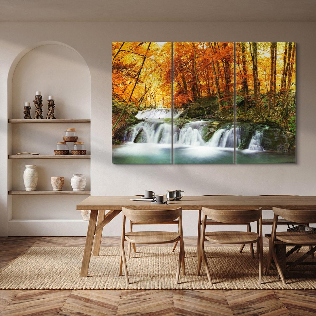 Obraz na płótnie 120x80 - Jesienny wodospad w lesie - jesień, wodospad