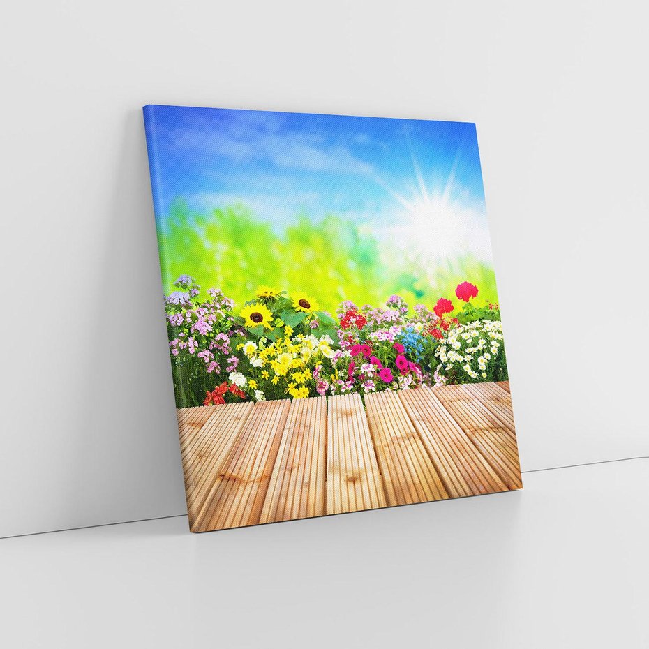 Obraz na płótnie 40x40 - Energiczny ogród - kwiaty, ogród