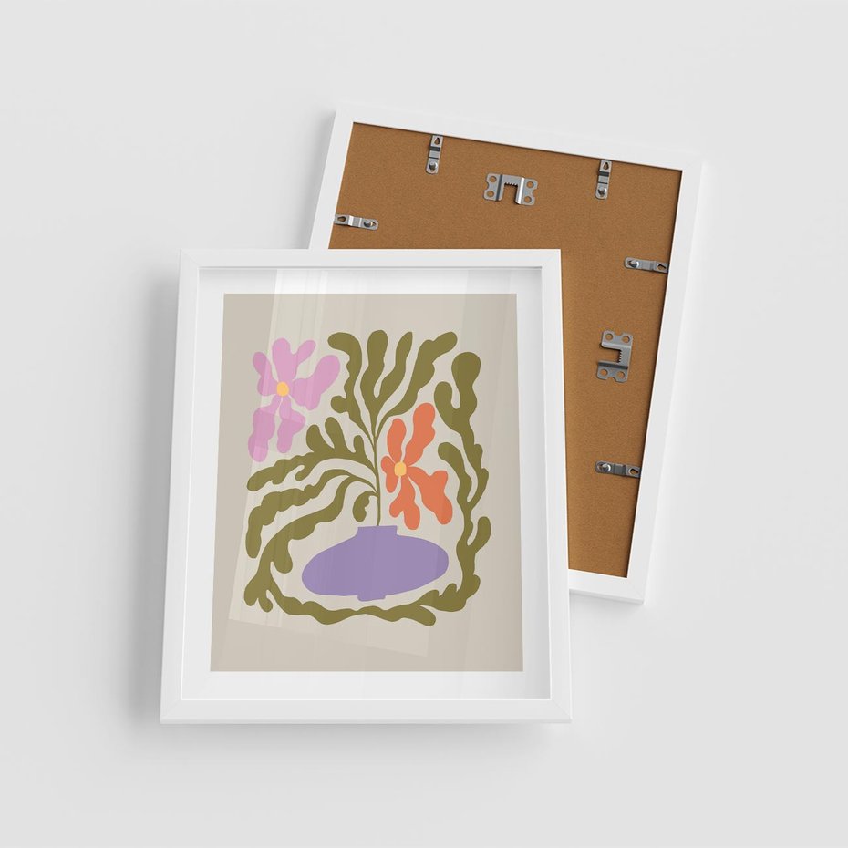 Plakat w ramie 40x50 - Kolorowe Echa - kwiaty, abstrakcja - rama biała