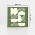 Obraz w ramie 80x80 - Migotliwe Formy - geometryczne boho kształty na brązowym, oliwkowym tle - rama drewno