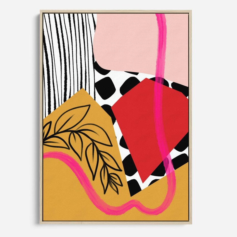 Obraz w ramie 70x100 - Wnętrza Form - abstrakcyjna kompozycja, różne tekstury - rama drewno