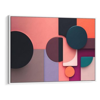 Obraz w ramie 100x70 - Przenikanie przestrzeni czasu - abstrakcja, geometria - rama biała