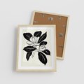 Plakat w ramie 40x50 - Spojrzenie w kształty kwiatów - kwiaty magnolii, minimalizm - rama drewno