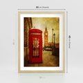 Plakat w ramie 30x40 - Ikoniczna budka telefoniczna w Londynie - sepia, budka - rama drewno